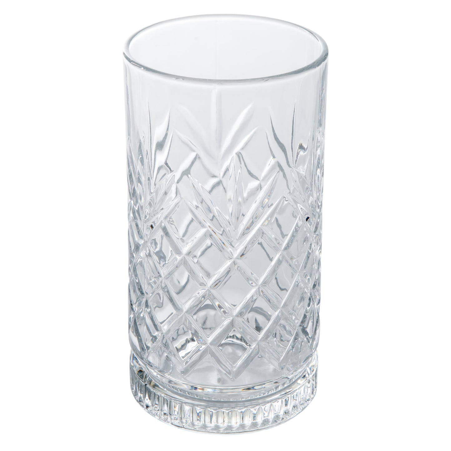 GH GIBSON 4 Pc 16 Oz Tumbler Set Diamond Clear Machine Made Gw Open Window