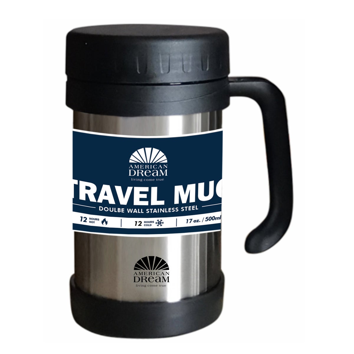 AMERICAN DREAM 500ML/17OZ DOUBLE WALL S.S. TRAVEL MUG WITH HANDLE