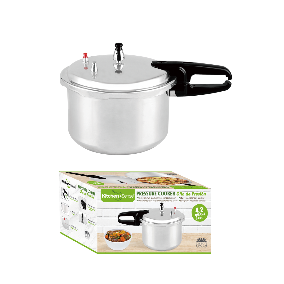 KITCHEN SENSE 4LT Aluminum Pressure Cooker without Steamer