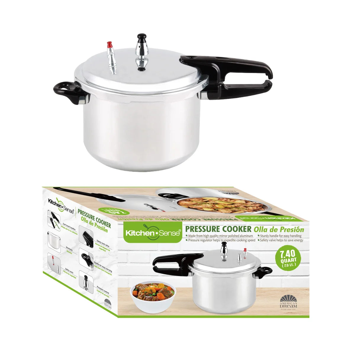KITCHEN SENSE 7L Aluminum Pressure Cooker without Steamer