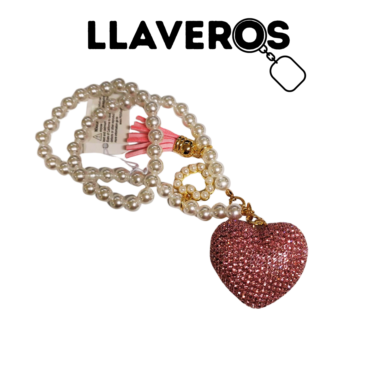 LLAVERO DIJE CON CORAZÓN DE DIAMANTES DE IMITACIÓN