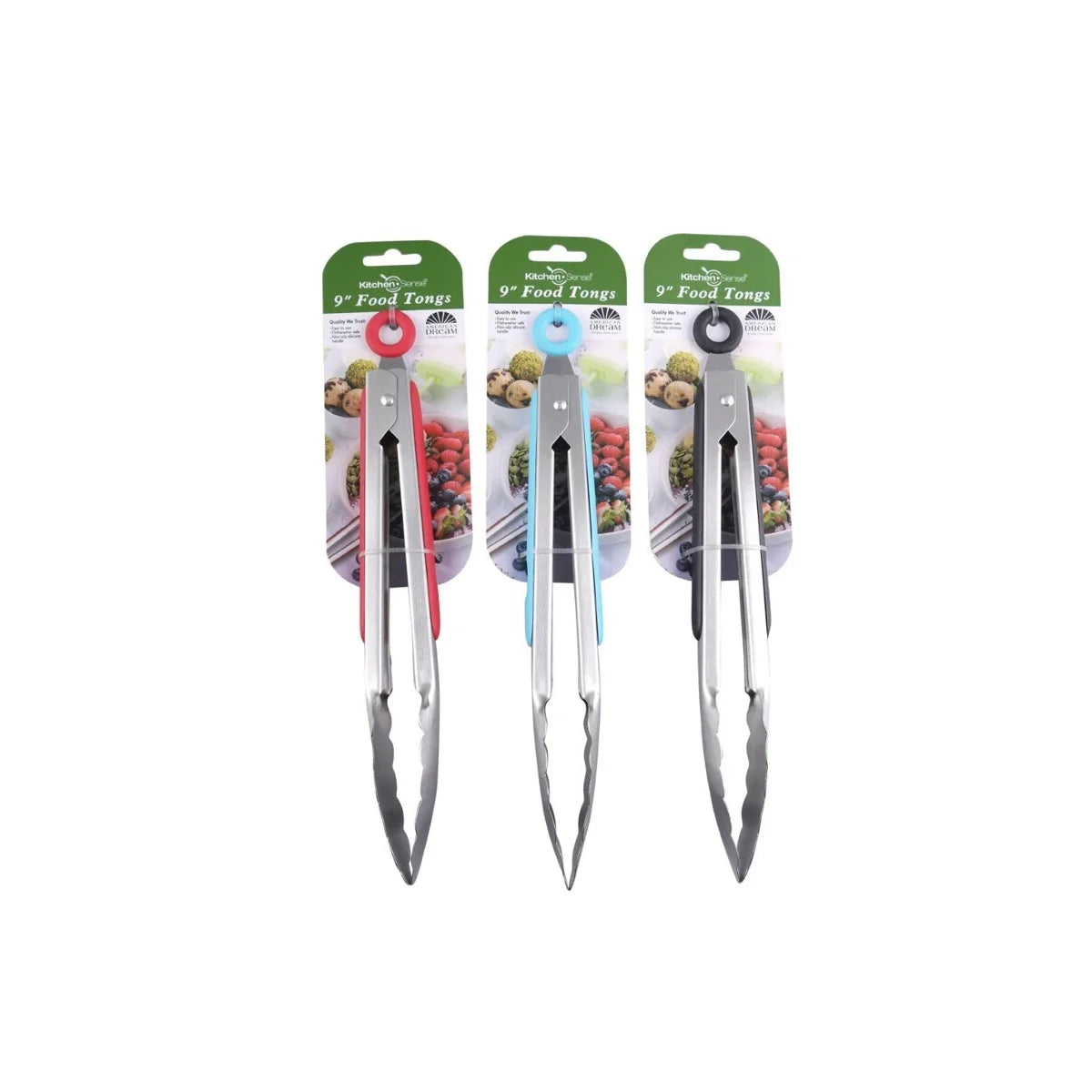 12 Stainless Steel Food Locking Tong with Silicone Grip Sides