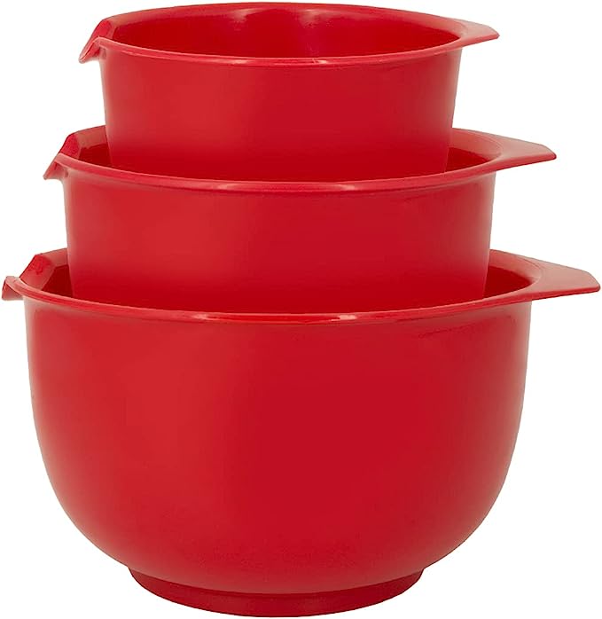 Glad 3pc mixing bowl set 6.5in, 7.5in,8.5in red