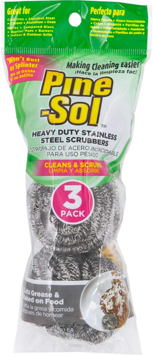 PINE-SOL STAINLESS STEEL SCRUBBERS 3PK
