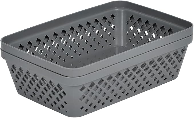 GLAD DIAMOND MULTI-PACK STORAGE BASKETS 2PK M GREY