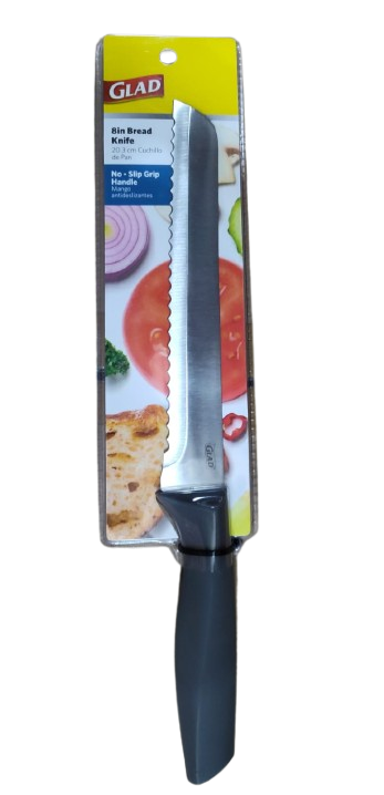GLAD 8IN BREAD KNIFE EASY GRIP HANDLE