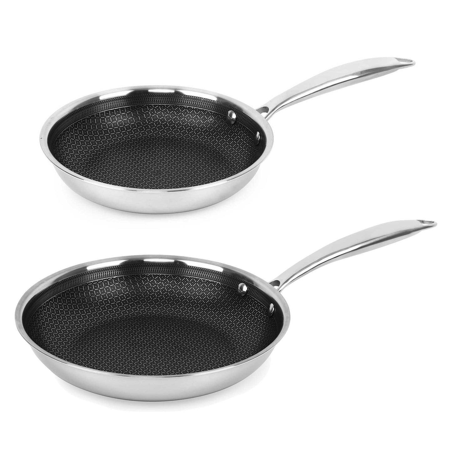 Brentwd 8' & 9.5'' Hybrid Non-Stick Stainless Steel Fry Pan Set