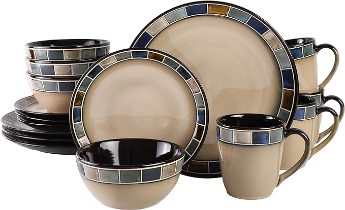 GH GIBSON Casa Azul 16 Pc Dw Set Blue Rd Reactive Glaze Stoneware Fty Rm