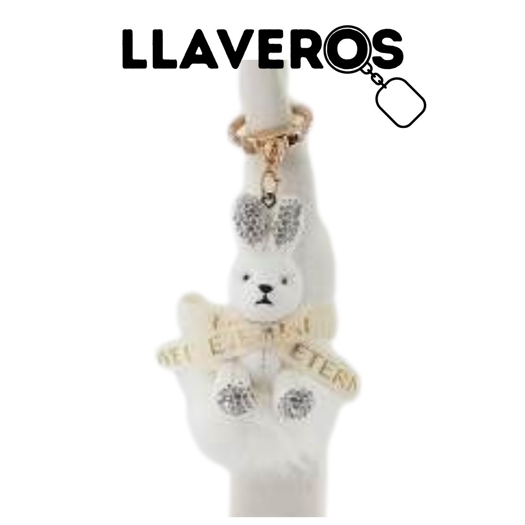 LLAVERO CONEJITO CON POMPÓN PELUCHE