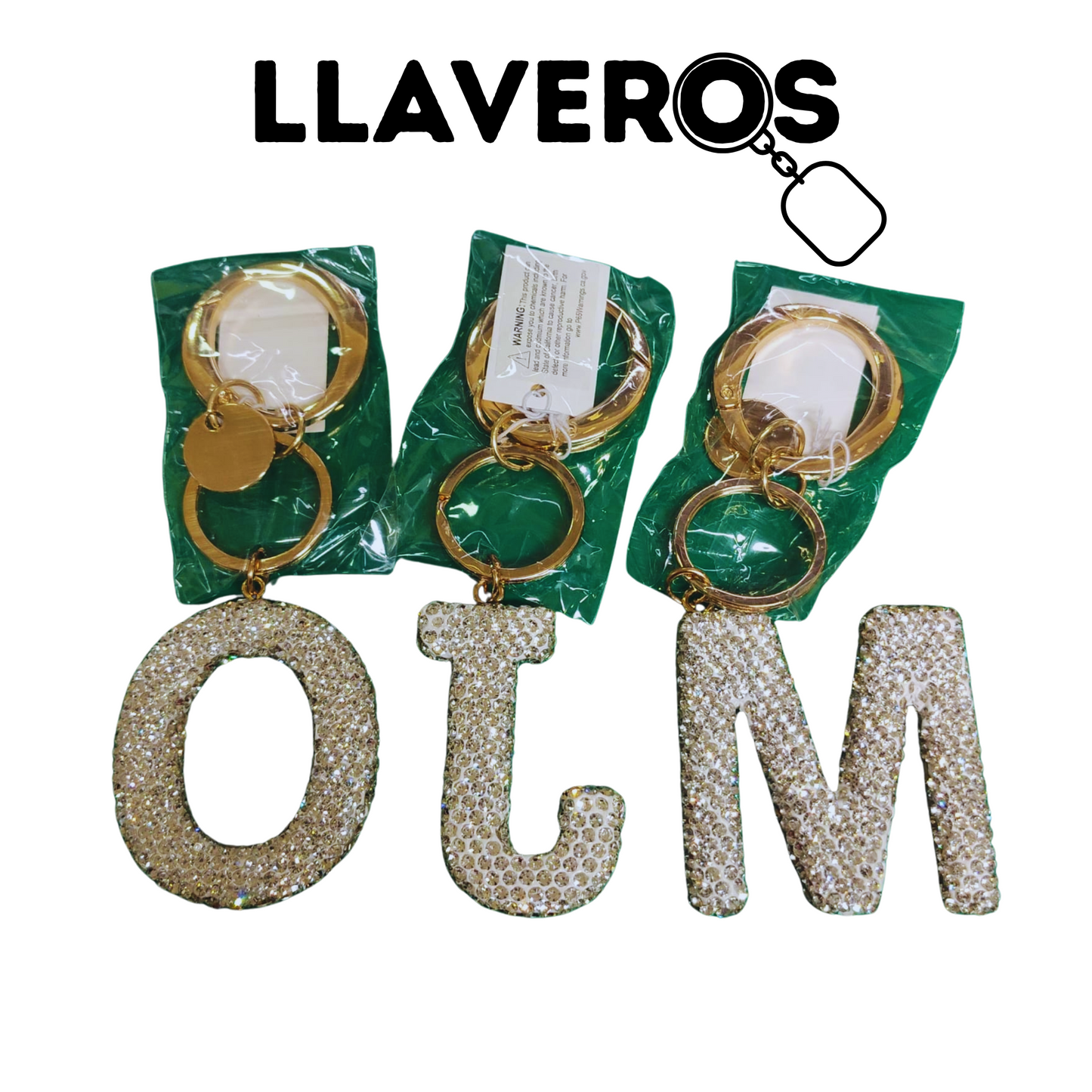 LLAVEROS DE INICIALES DIAMANTES
