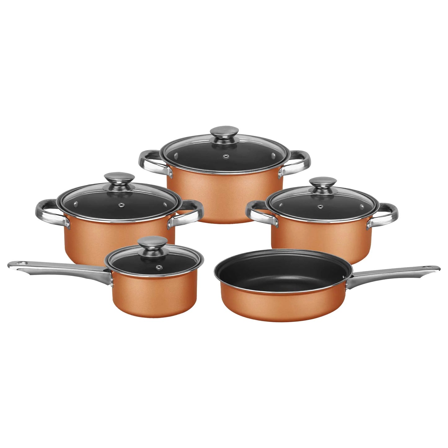 Brentwood 9-Piece Copper Cookware Set