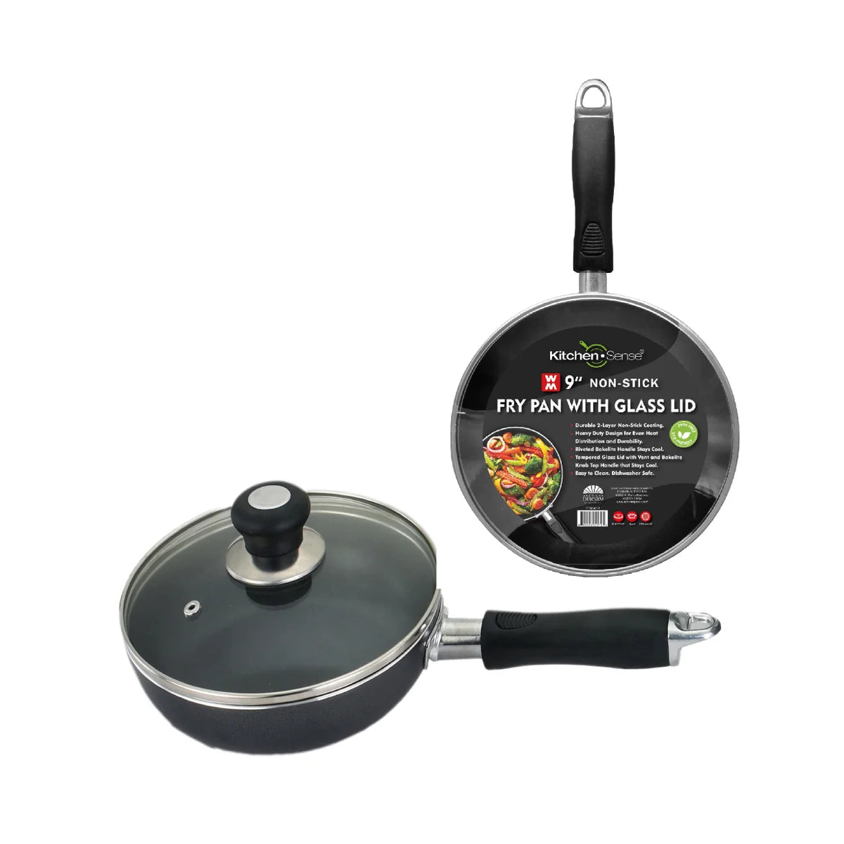 KITCHEN SENSE 9" Non-Stick Fry Pan w/ Glass Lid