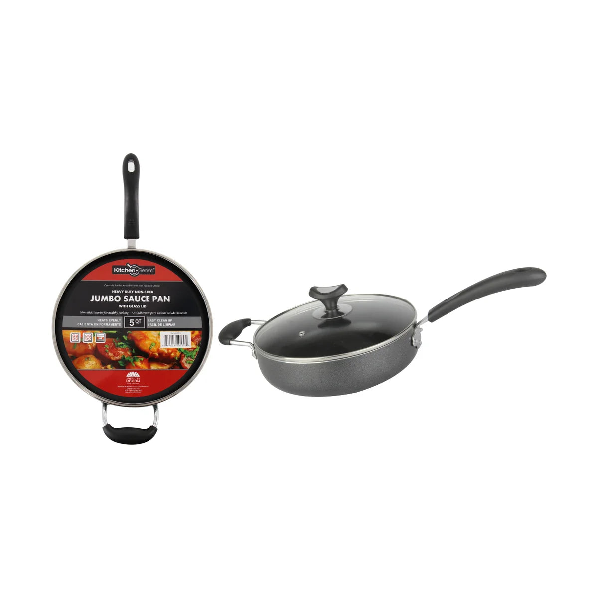 kitchen sense 5Qt Heavy Duty Jumbo Sauce Pan with Glass Lid