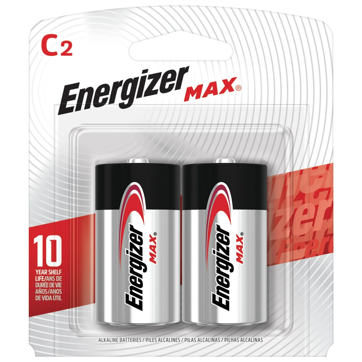 Energizer MAX C Batteries (2 Pack), C Cell Alkaline Batteries