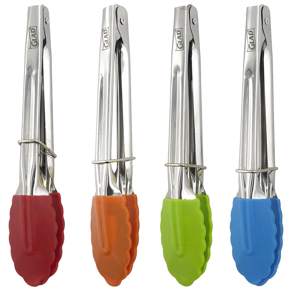 GLAD MINI SILICONE TONGS ASSTD CLRS IN TUB