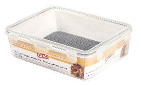 GLAD FOOD STORAGE CONTAINER RECT 4L/16.9CUP W/ DRAINING TRAY