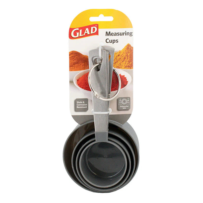 GLAD 4PCS MEASURING CUP SET S/S HANDLE GREY