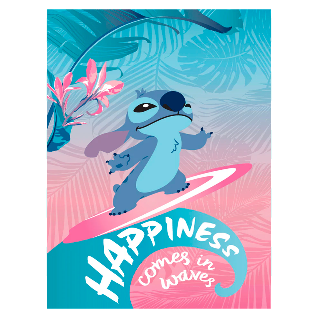 DAHDOUL "HAPPINESS COMES IN WAVES" LILO&STITCH TWIN/FULL DISNEY RACHELLE BLANKET