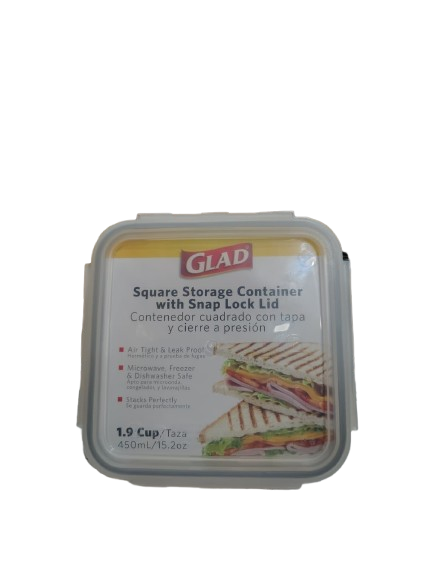 GLAD FOOD STORAGE CONTAINER SQUARE 450ML/1.9CUP IN PDQ
