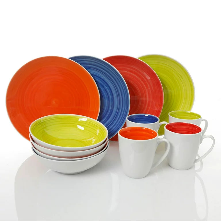 GH CRENSHAW 12 PC DW SET, 4 ASST COLORS, HP, FINE CERAMIC - W/ GBX