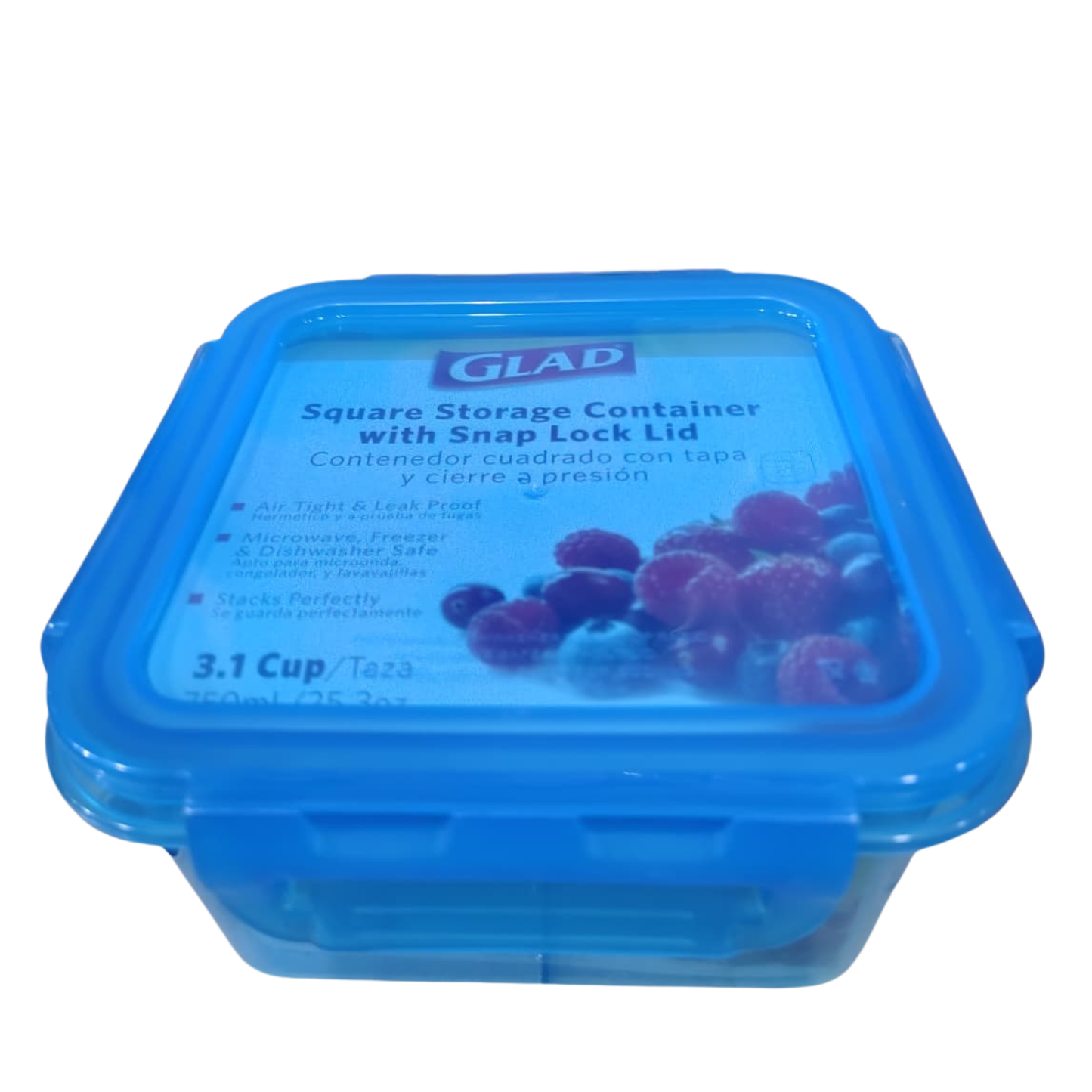 GLAD FOOD STORAGE CONTAINER SQUARE 750ML/3.1CUP ASSTD CLRS