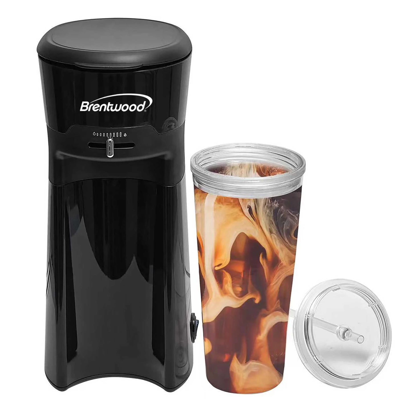 Brentwood Single Serve Iced Coffee And Tea Maker With 20oz Insulated Tumbler And Reusable Filter