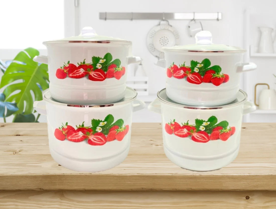 RYB 4 PC STOCK POT ENAMEL WITH STEAMER