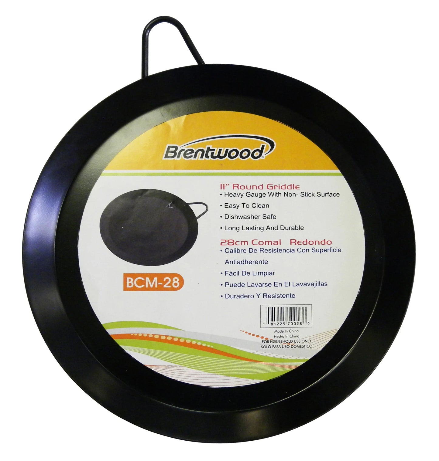 Brentwood 11” Carbon Steel Non-Stick Round Comal Griddle 28cm
