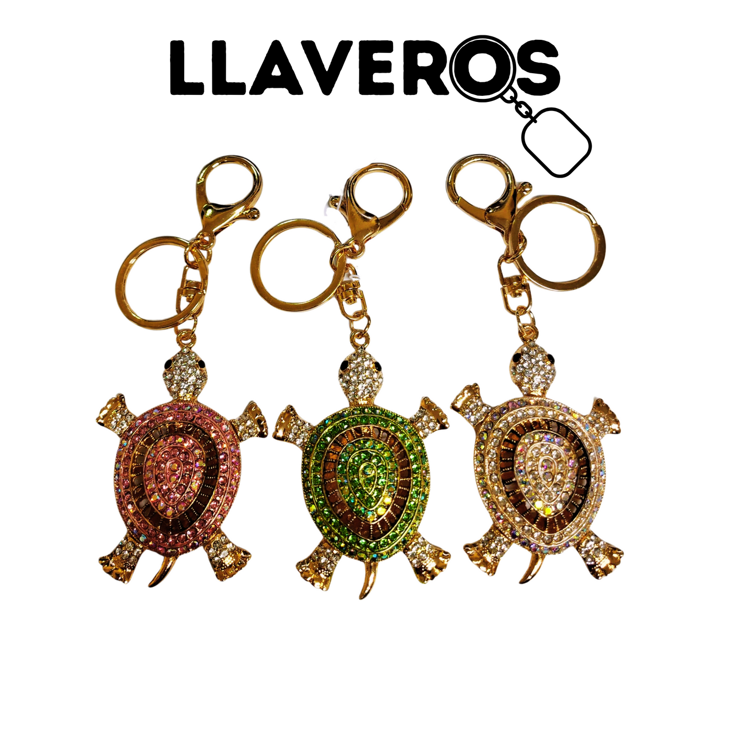 LLAVERO DE TORTUGAS CON DIAMANTES