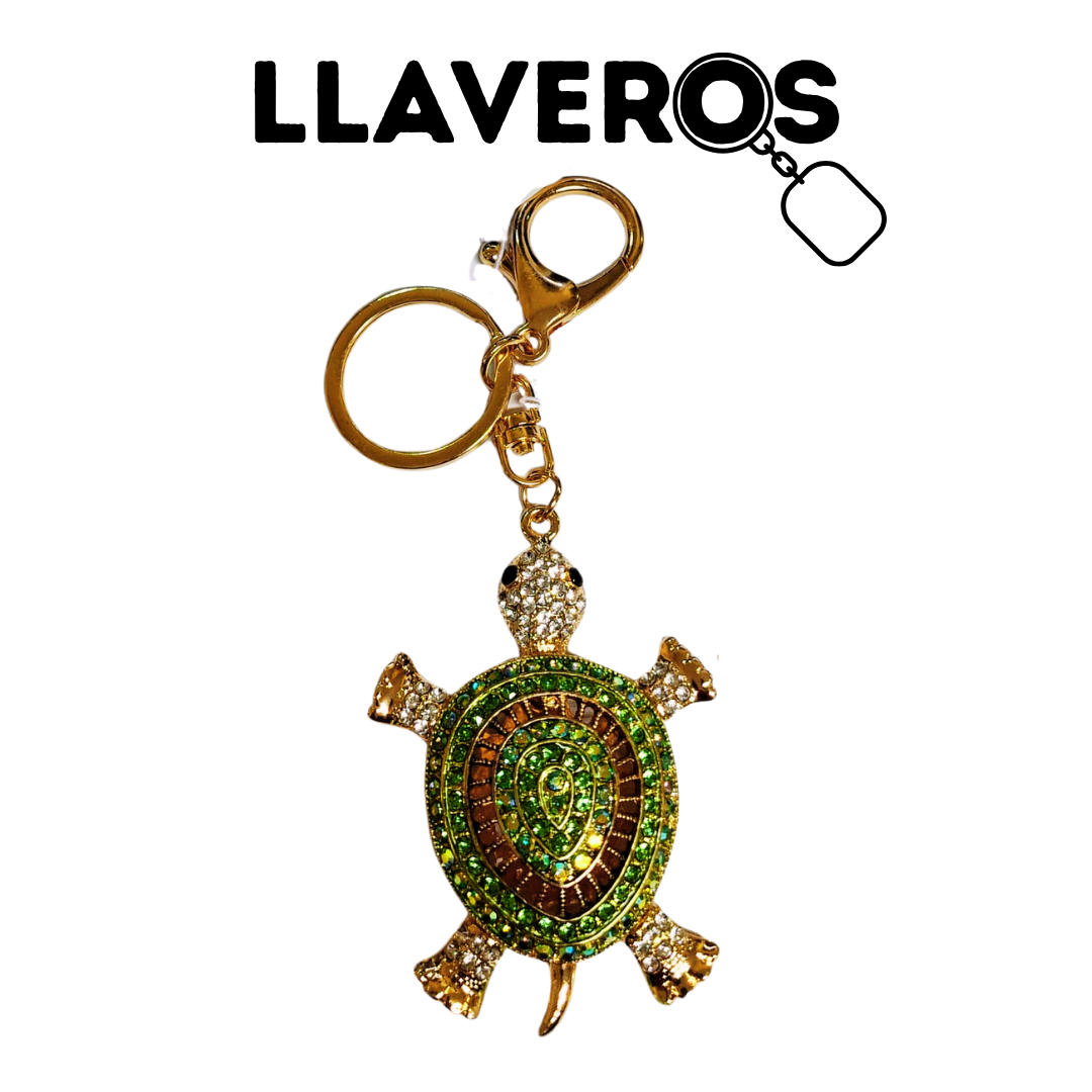 LLAVERO DE TORTUGAS CON DIAMANTES
