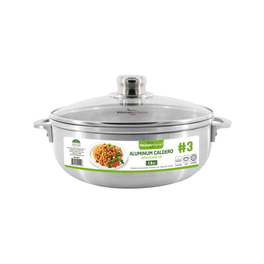 kitchen sense #3 - 1.8Qt Aluminum Caldero with Glass Lid