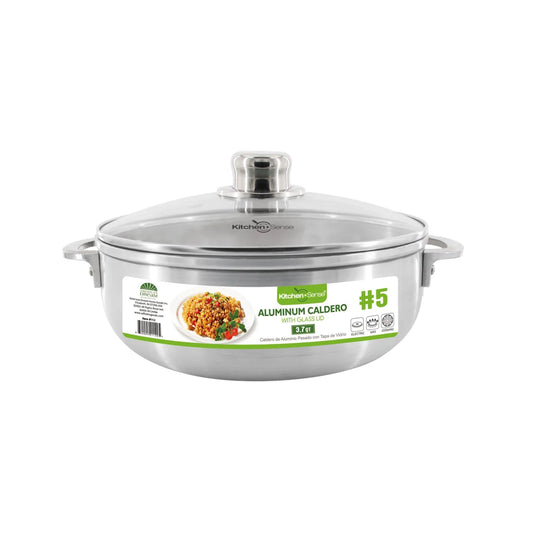 KITCHEN SENSE  #5 - 3.7Qt Aluminum Caldero with Glass Lid