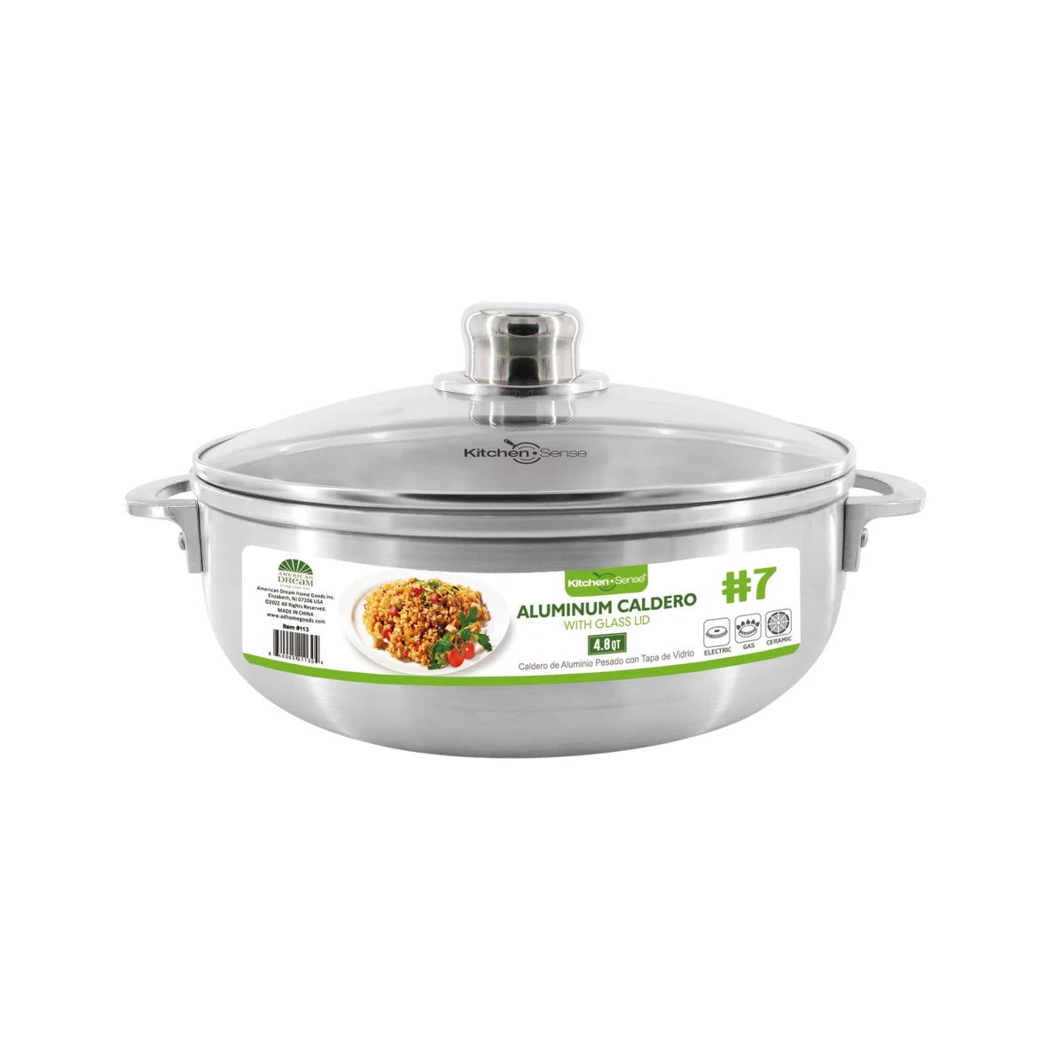 kitchen sense #7 - 4.8Qt Aluminum Caldero with Glass Lid