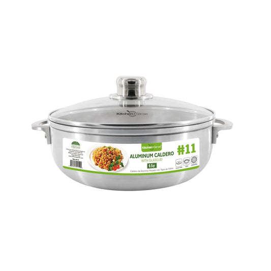 KITCHEN SENSE #11 - 9.5Qt Aluminum Caldero with Glass Lid