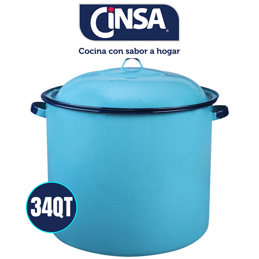 CINSA T 34QT OLLA PARA CALDOS AZUL TURQUESA