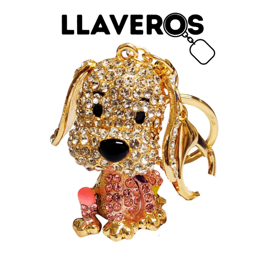 LLAVERO DE PERRITO CON DIAMANTES DE IMITACIÓN
