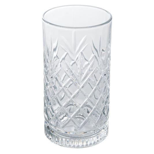 GH GIBSON 4 Pc 16 Oz Tumbler Set Diamond Clear Machine Made Gw Open Window