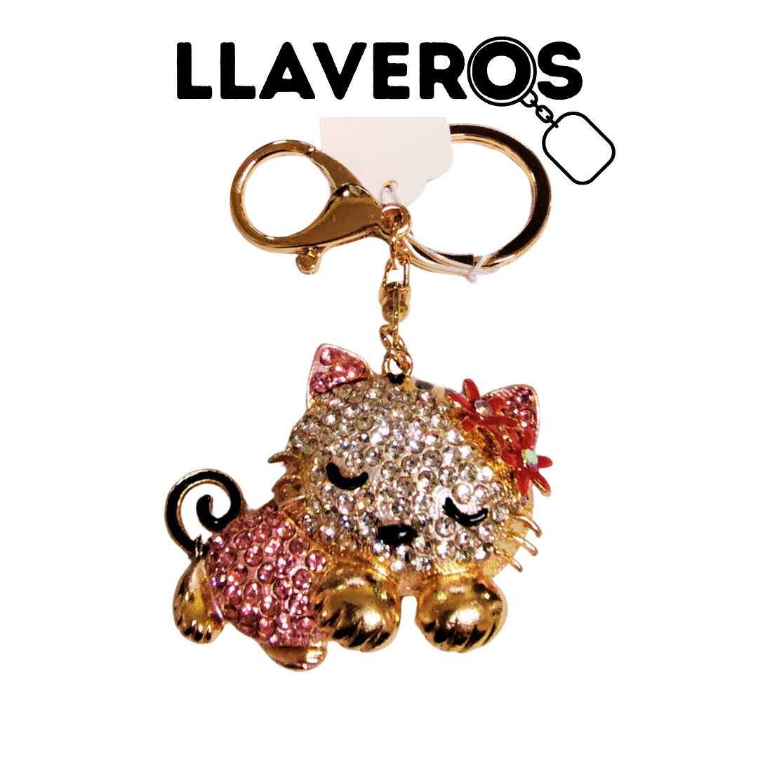 LLAVERO DE METAL Y DIAMANTES