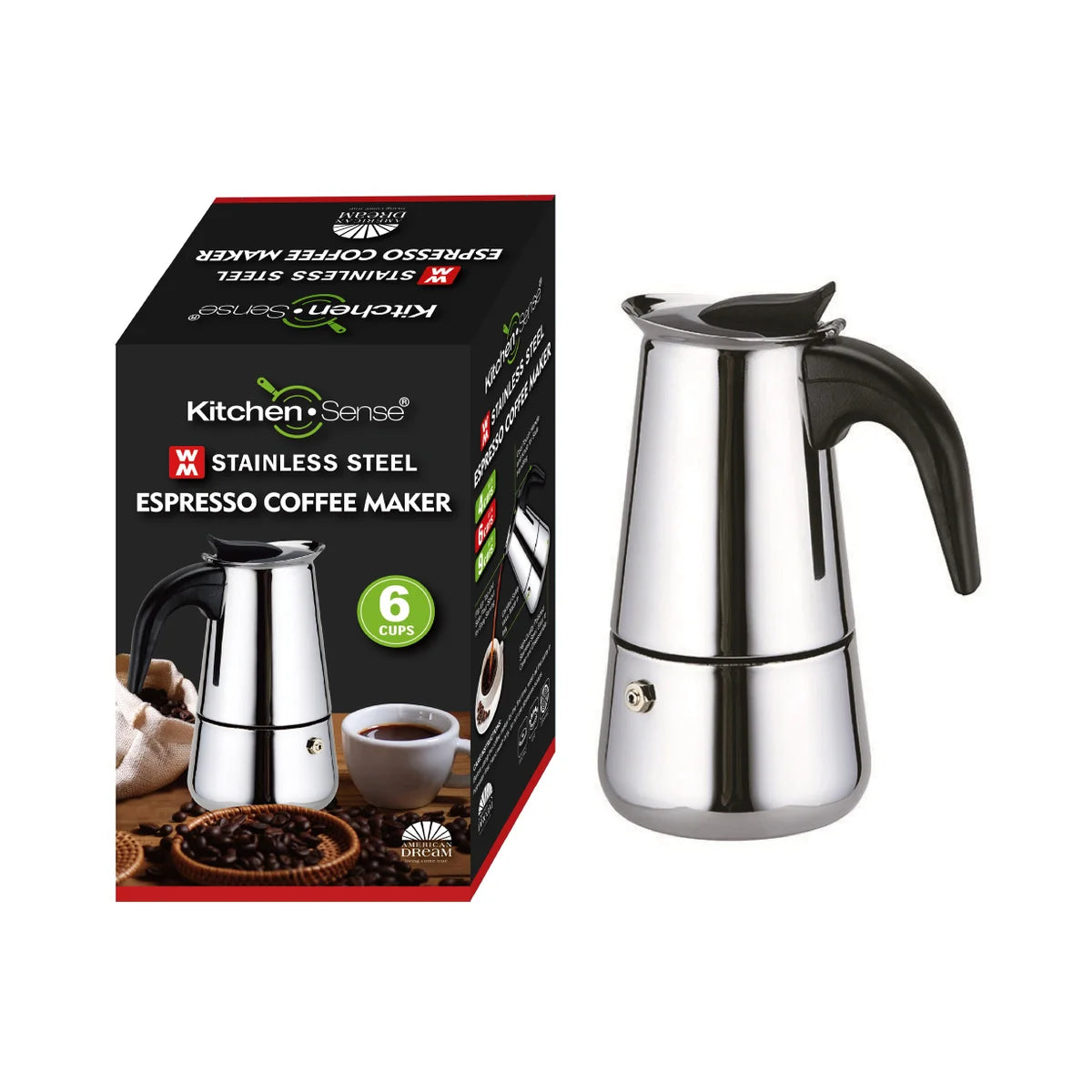 kitchen sense 6-Cup S.S. Espresso Coffee Make