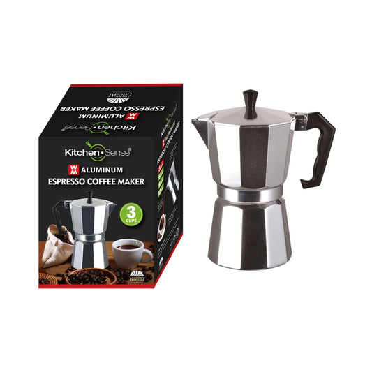 KITCHEN SENSE 3-Cup Aluminum Espresso Coffee Maker