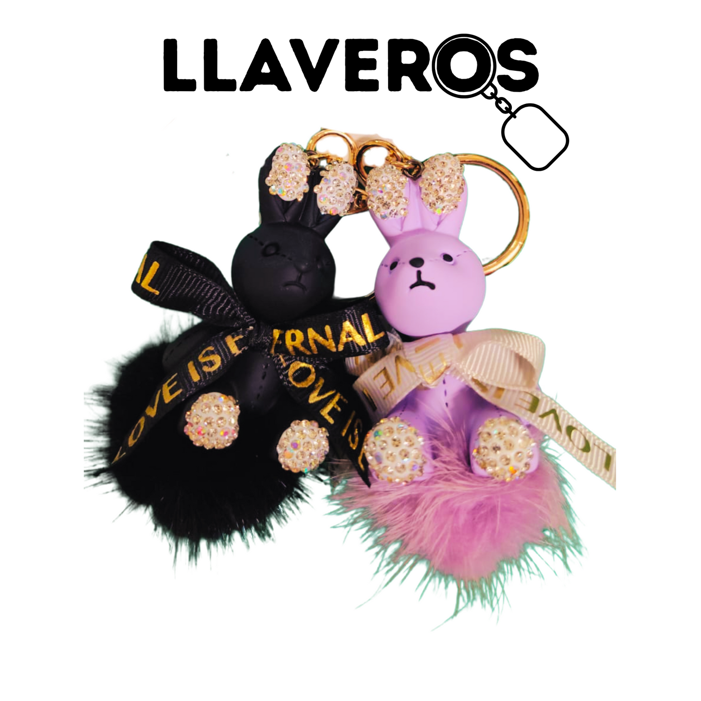 LLAVERO CONEJITO CON POMPÓN PELUCHE
