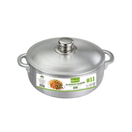KITCHEN SENSE #11 - 9.5Qt Heavy Gauge Aluminum Caldero with Aluminum Lid