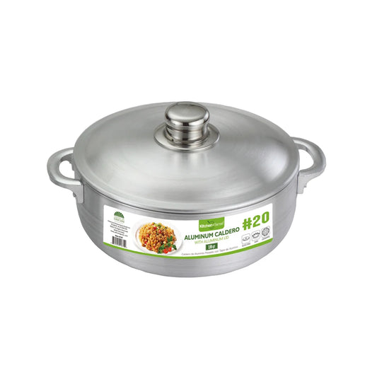 KITCHEN SENSE #20-18Qt Heavy Gauge Aluminum Caldero with Aluminum Lid