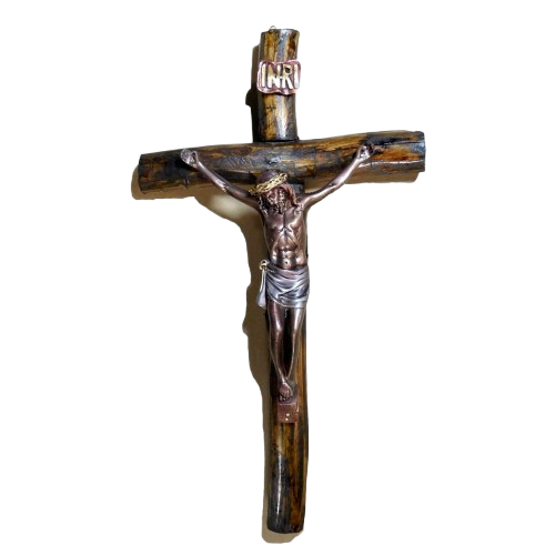 JESUS EN LA CRUZ DE BRONCE