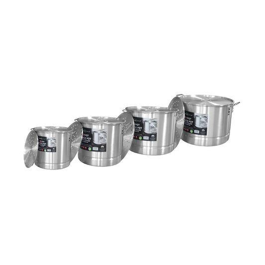 kitchen sense 4Pcs Aluminum Stock Pot Set with Steamer - 52Qt,64Qt, 84Qt, 100Qt (1 Set)