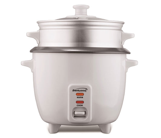 Brentwood TS-600S 5-Cup Uncooked/10-Cup Cooked Rice Cooker and Food Steamer, White