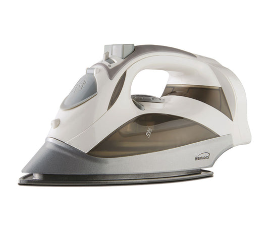 Brentwood Non-Stick Steam Iron with Retractable Cord, White