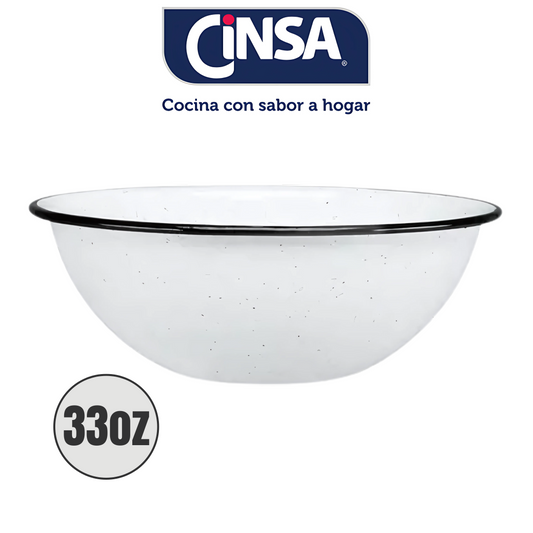 CINSA B 33OZ PLATO PARA CALDOS BLANCO JASPEADO