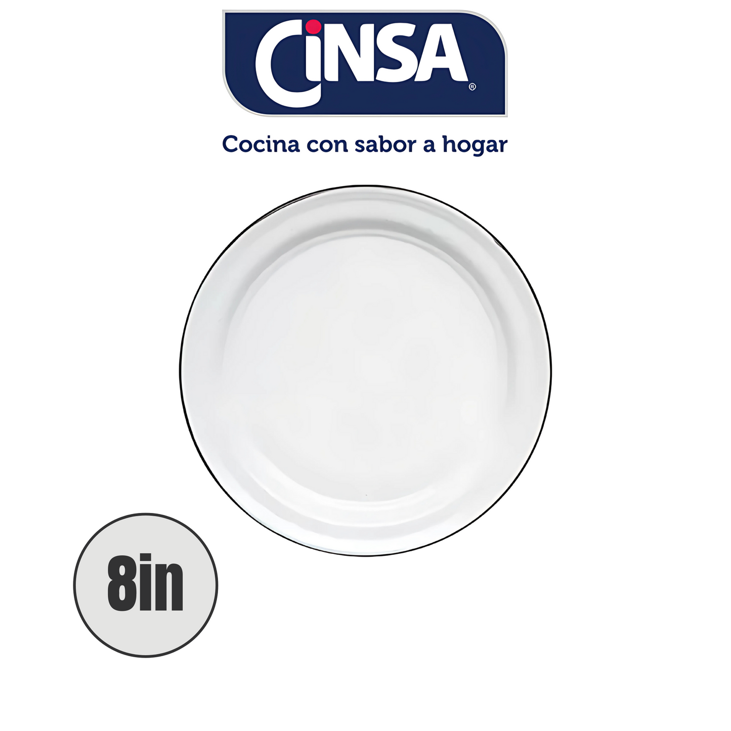 CINSA B 8IN PLATO BLANCO JASPEADO