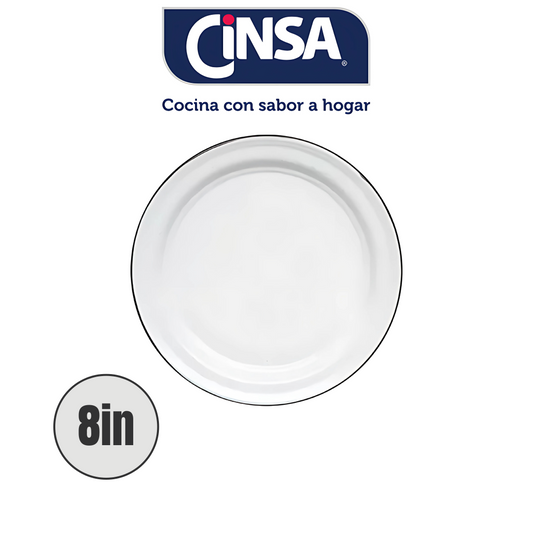CINSA B 8IN PLATO BLANCO JASPEADO